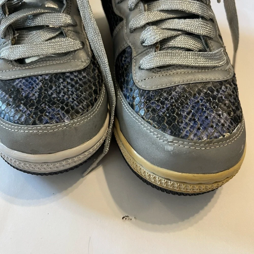 Nike High-Top Sneakers in Gray and Black with Snakeskin Texture